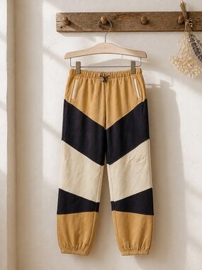Men's Colorblock Jogger Play Boy  Mustard, Black & Cream